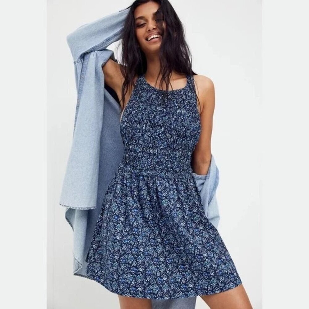 NWT Women's - Free People Petunia Blue Mini Dress, Size XS